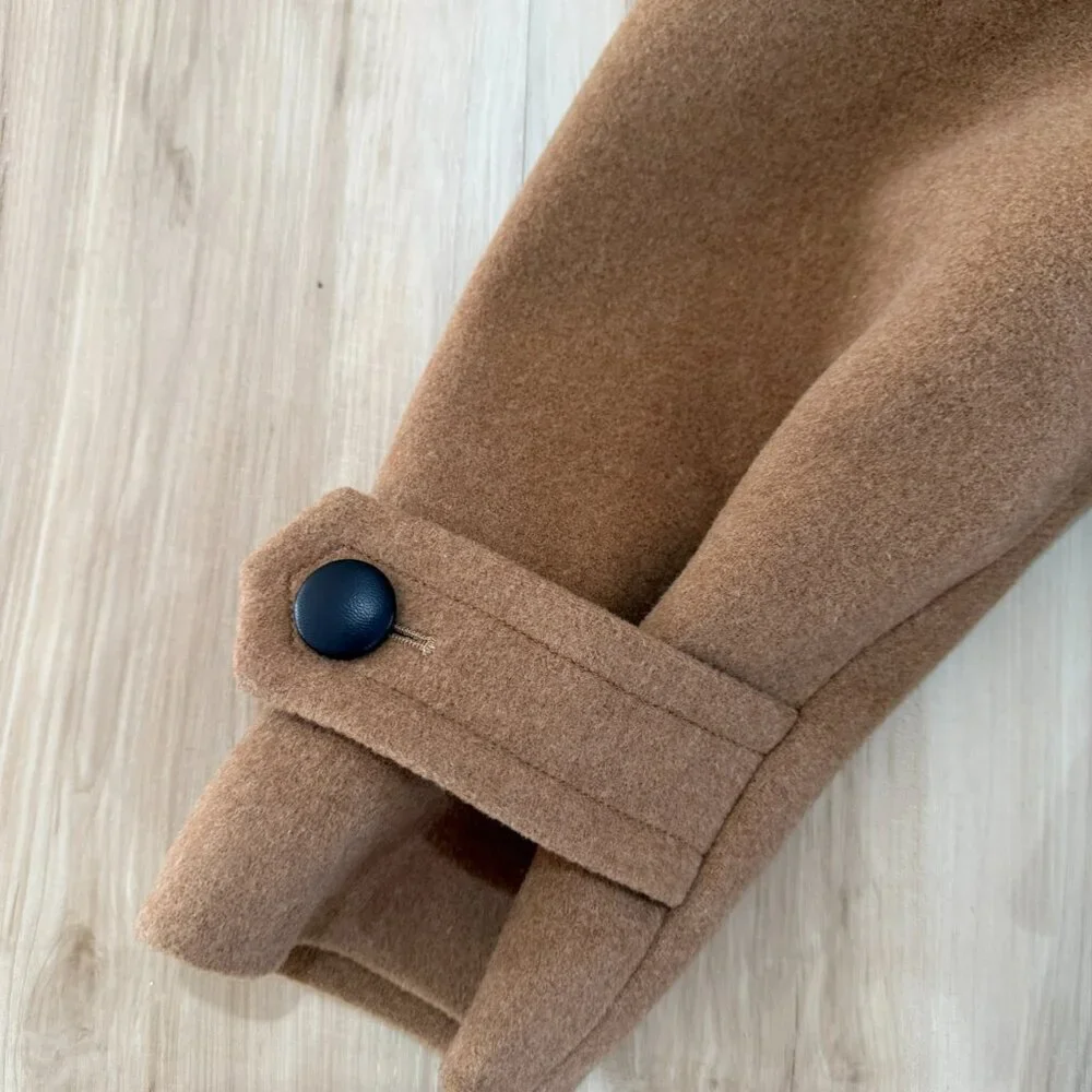 The Kooples Chill Out Oversized Wool Trench Coat Tan Carmel NWT Size 4 FR 36 - Picture 5 of 10